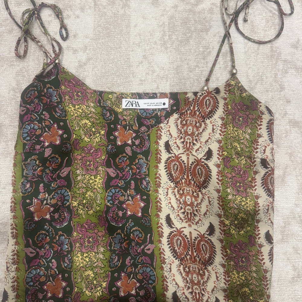 Zara medium silk patterned tank